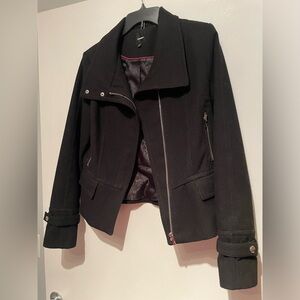 Black Express Jacket with leopard print lining, size medium